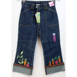 2004 Gymboree Grown with Love 6 Denim Jeans Carrot Embroider Peas Garden Radish
